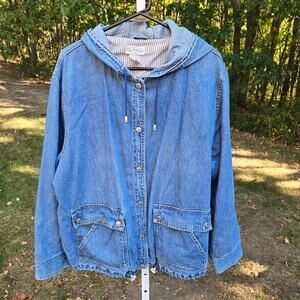 Northern Reflections Hooded Denim Jacket Lined Chore Barn size XL